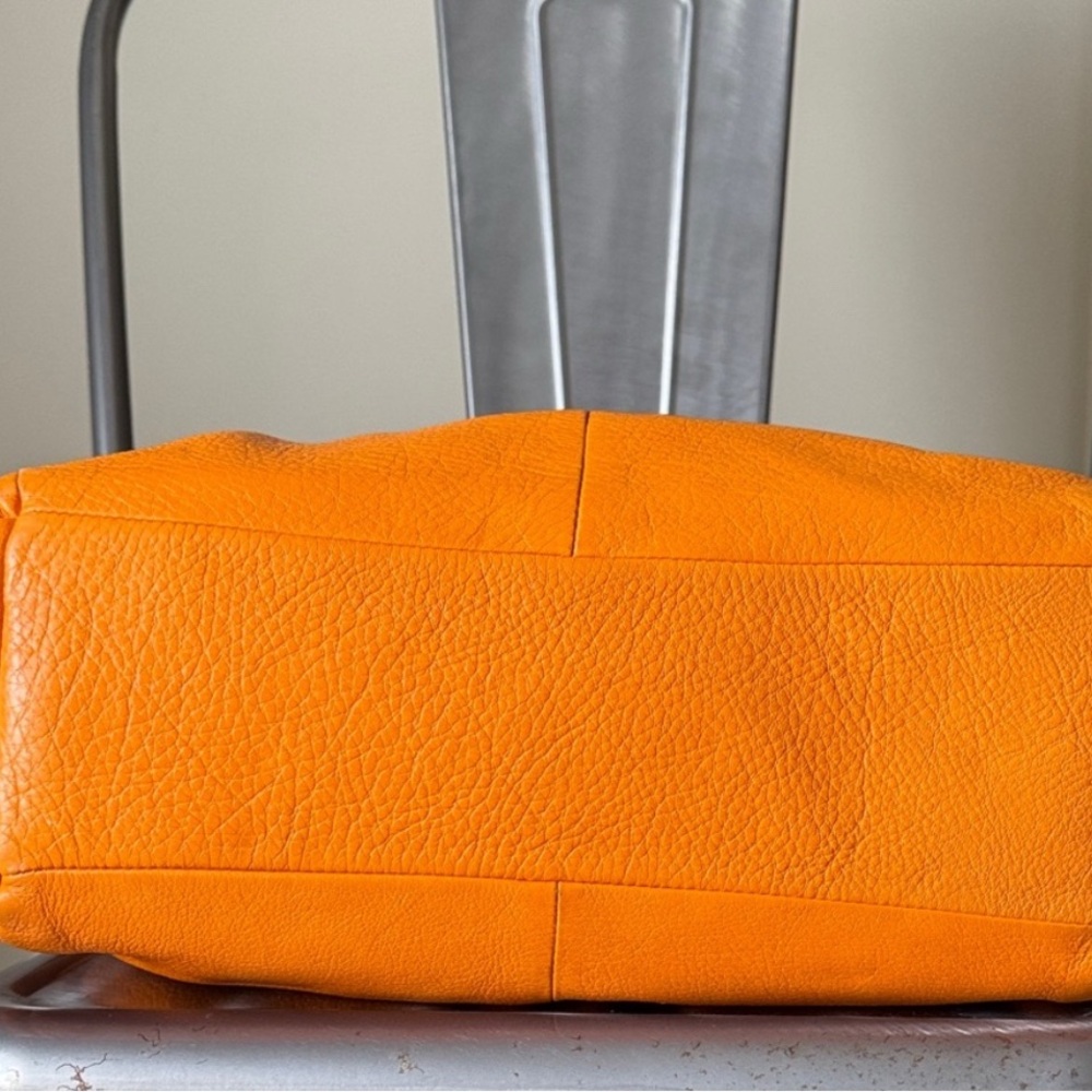 Coach Pebbled Leather Shoulder Bag in Bright Orange with Gold Hardware - Picture 6 of 12